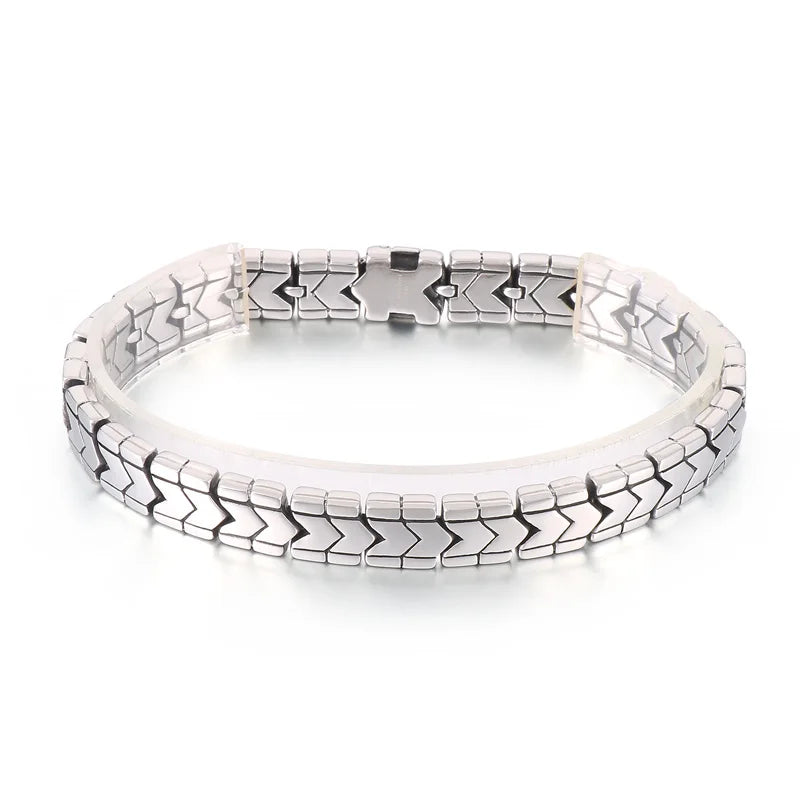 KALEN 220mm Men Causal Stainless Steel Serpentine Links Bracelet
