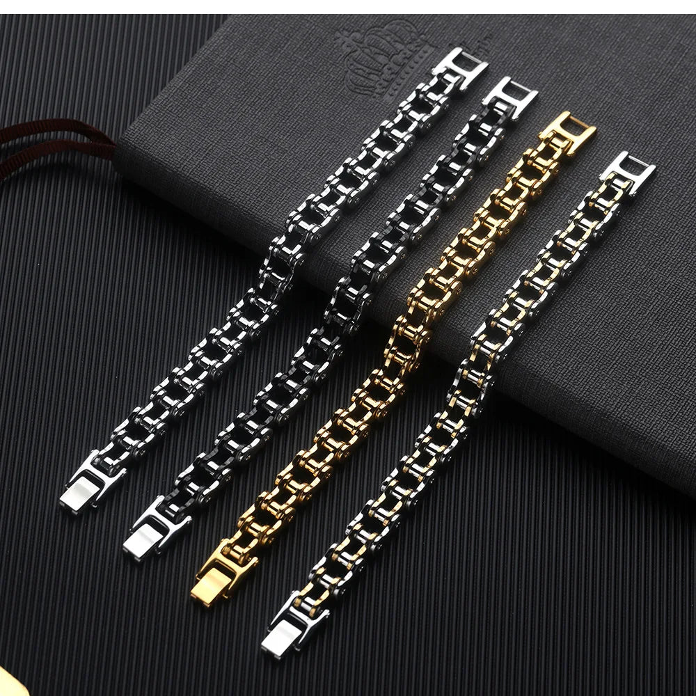 REBEL VIKING Motorcycle Chain Punk Biker Bracelet – Gold, Silver & Two-Tone