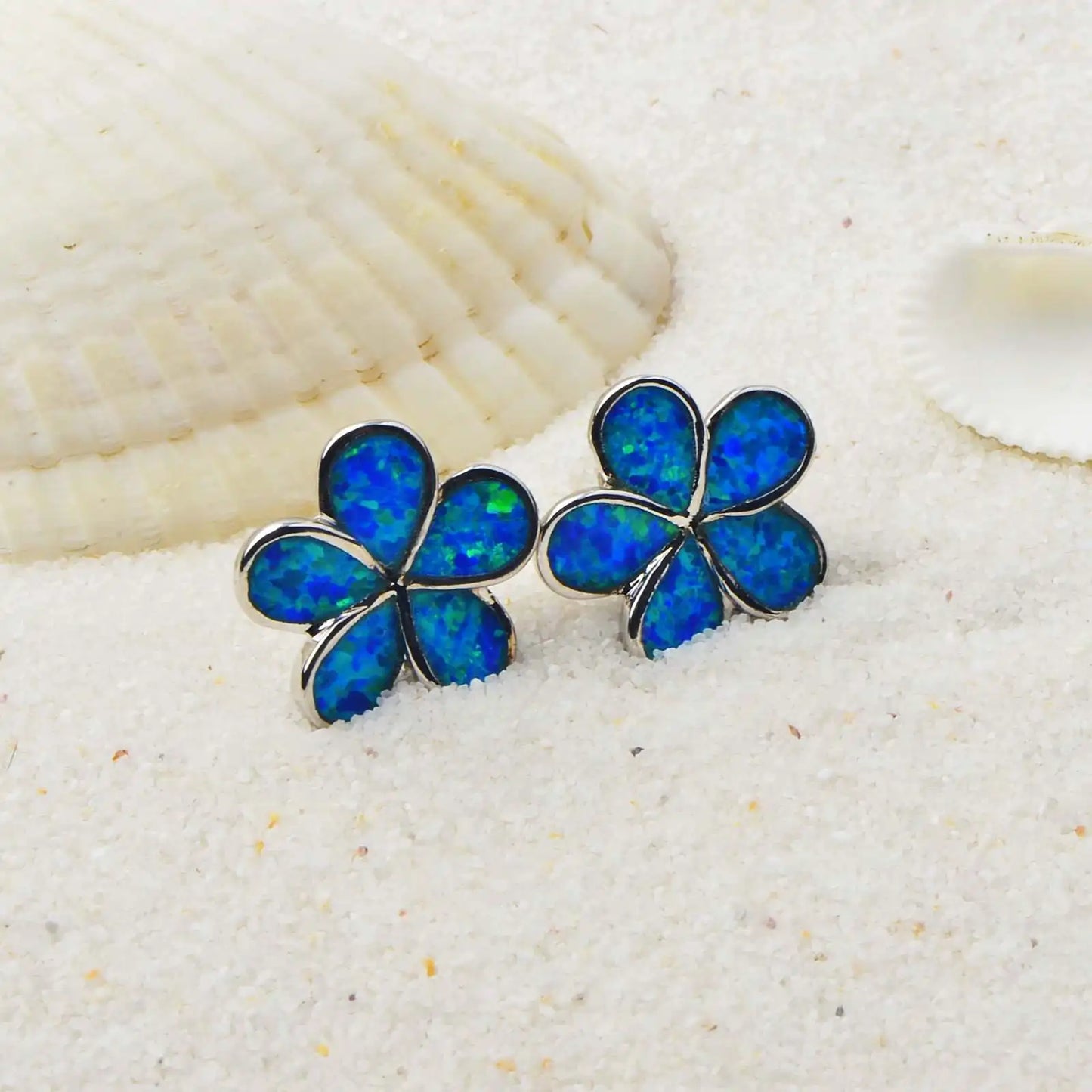 Jewelry for Women Bohemian Plant Floral Cluster Silver Plated  Opal Stud Earrings