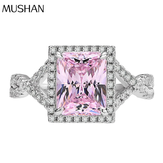 MuShan Jewelry Factory New Inlaid 7 * 9 Main Diamond S925 Pure Silver Ring for Women with Ins Style High Carbon Diamond Ring