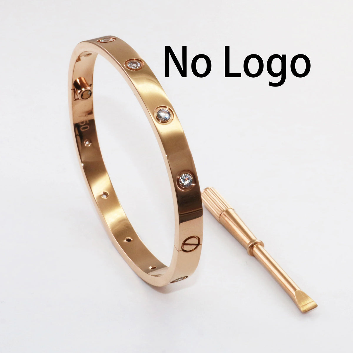 S&S Fashion Zircon Brand Screwdriver Screw Love 316L Stainless Steel 18K Gold Plated Bangle Bracelets for Women and Men