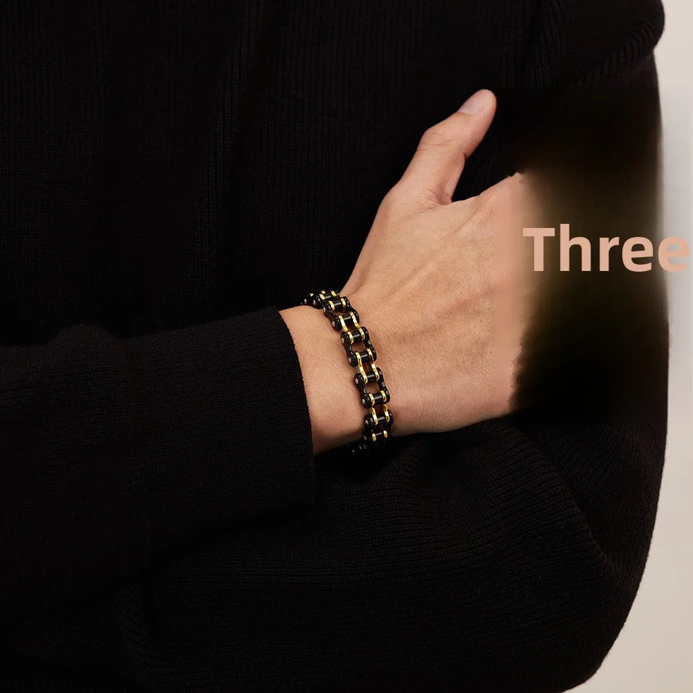 REBEL Men's Bicycle Chain Bracelet Stainless Steel Hip Hop Geometric Chain & Link Bracelet for Party Occasions
