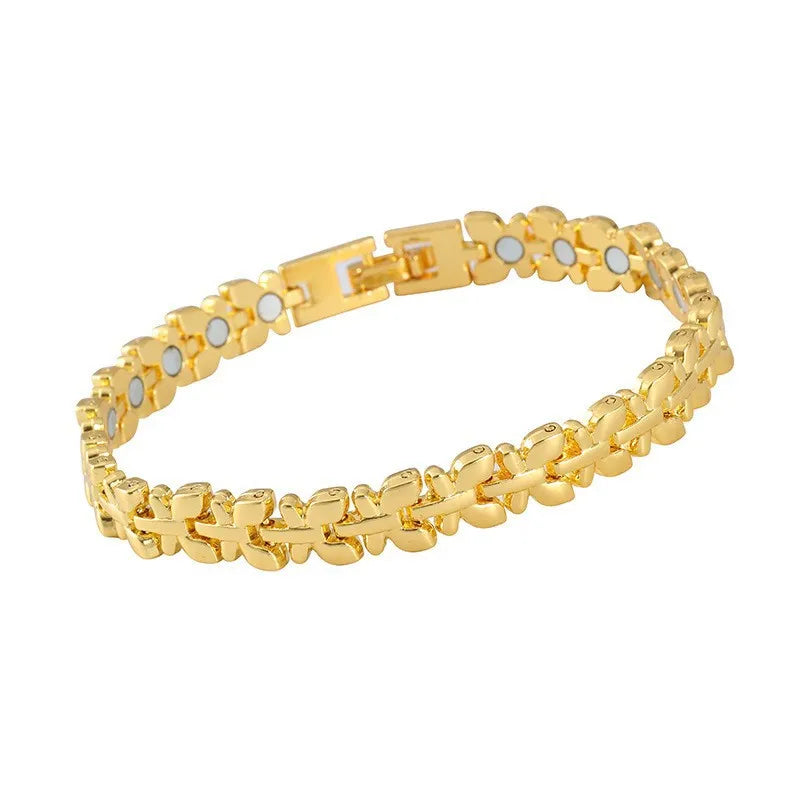 Euro-American Cross-border Hot-selling Magnetic Bracelet Stylish Luxury Lucky Clover Design Kevlar Natural Stone Single-Row
