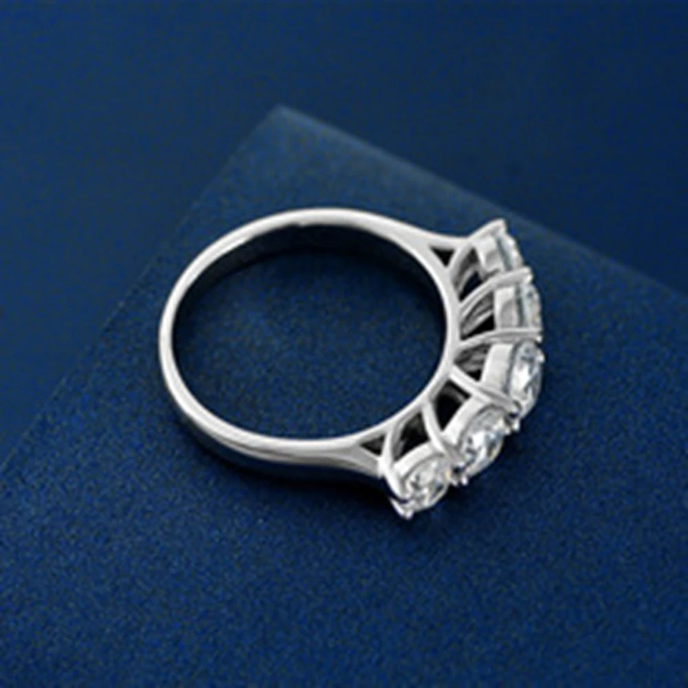 Silverelli | 925 Silver 0.5ct Eight-Arrow Cut High Carbon Diamond Ring | 5mm | Platinum Plated
