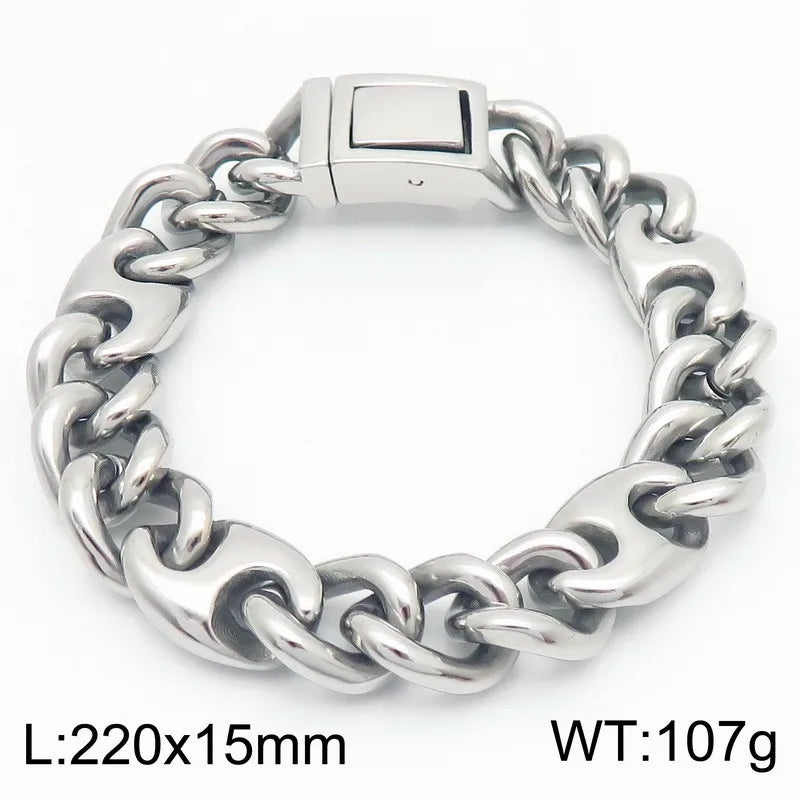 REBEL Trendy Fine Jewelry Fashion Bracelets Men Stainless Steel Novel Cuban Links Bracelet Bangle