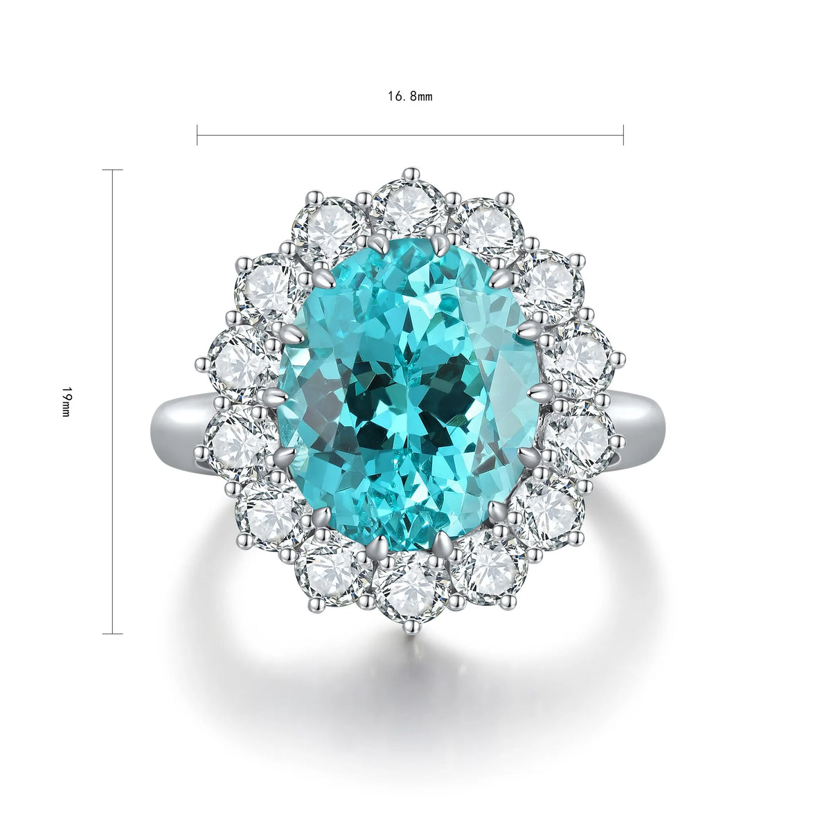 Gemfiori Vintage Lab Grown Paraiba S925 Sterling Silver Engagement Rings for Women Custom Design Wedding & Party Gift