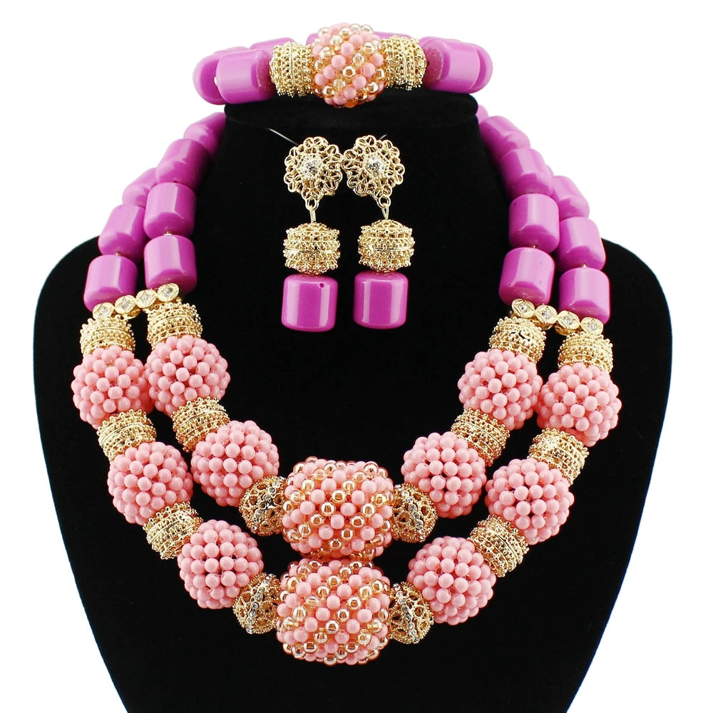 Zhuerrui Red Nigerian Bead Necklace Earring Set Traditional African Bridal Jewelry a Perfect Gift for Anniversaries  YL74