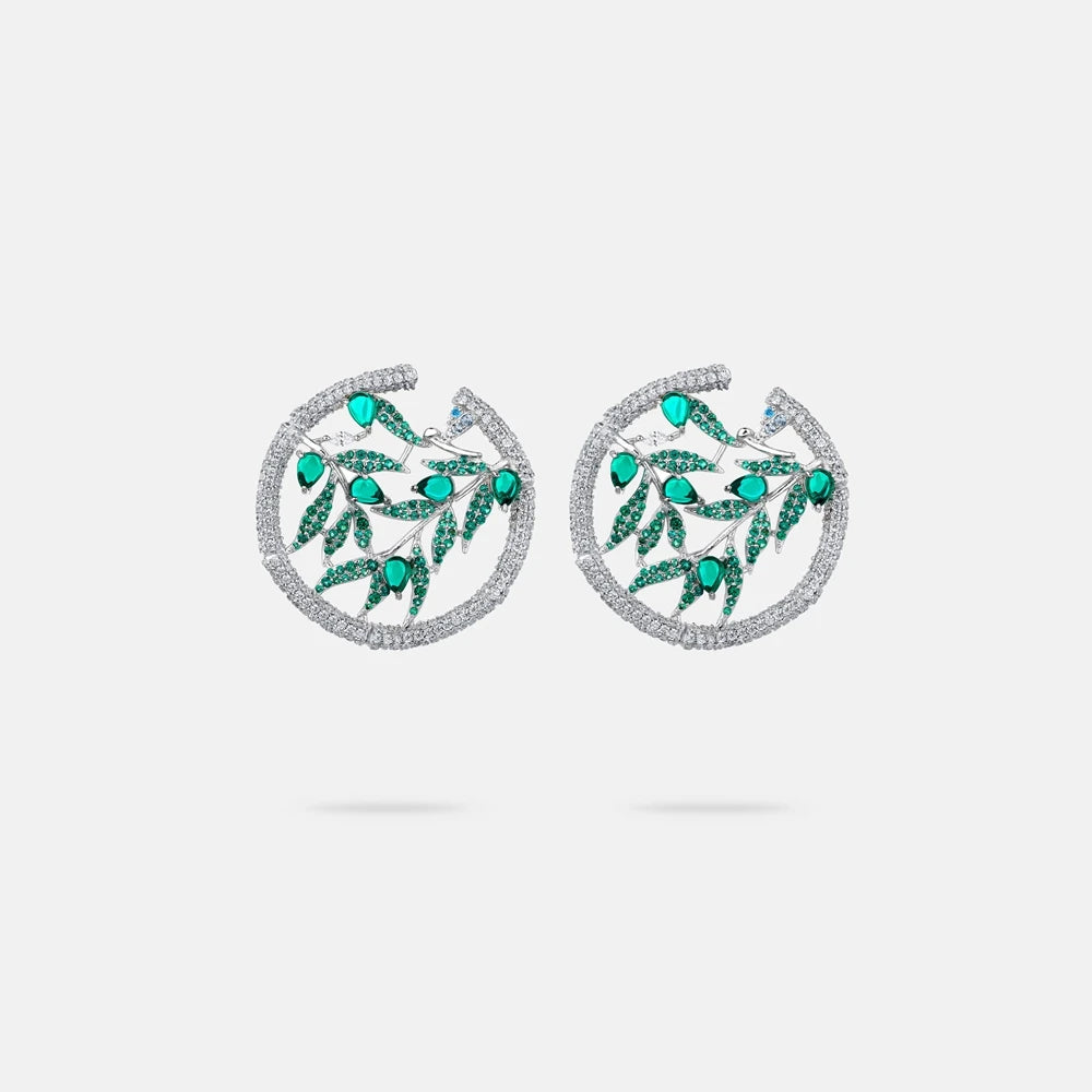 MUSHAN Jewelry Factory S925 Sterling Silver Earrings With Bamboo Leaf Shaped High Carbon Diamonds High End Accessory