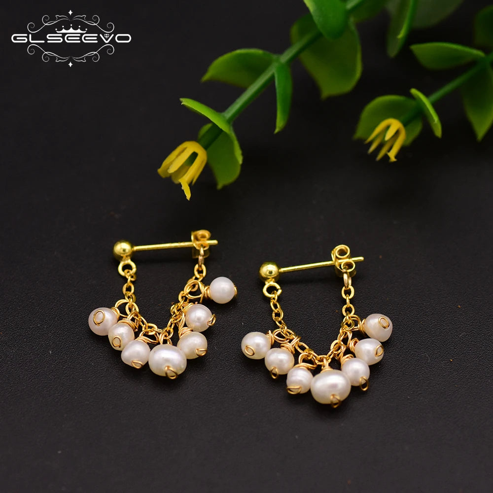 925 Sterling Silver Natural Freshwater Pearl Earrings for Women Party Earrings Fine Jewelry Earrings Bulk