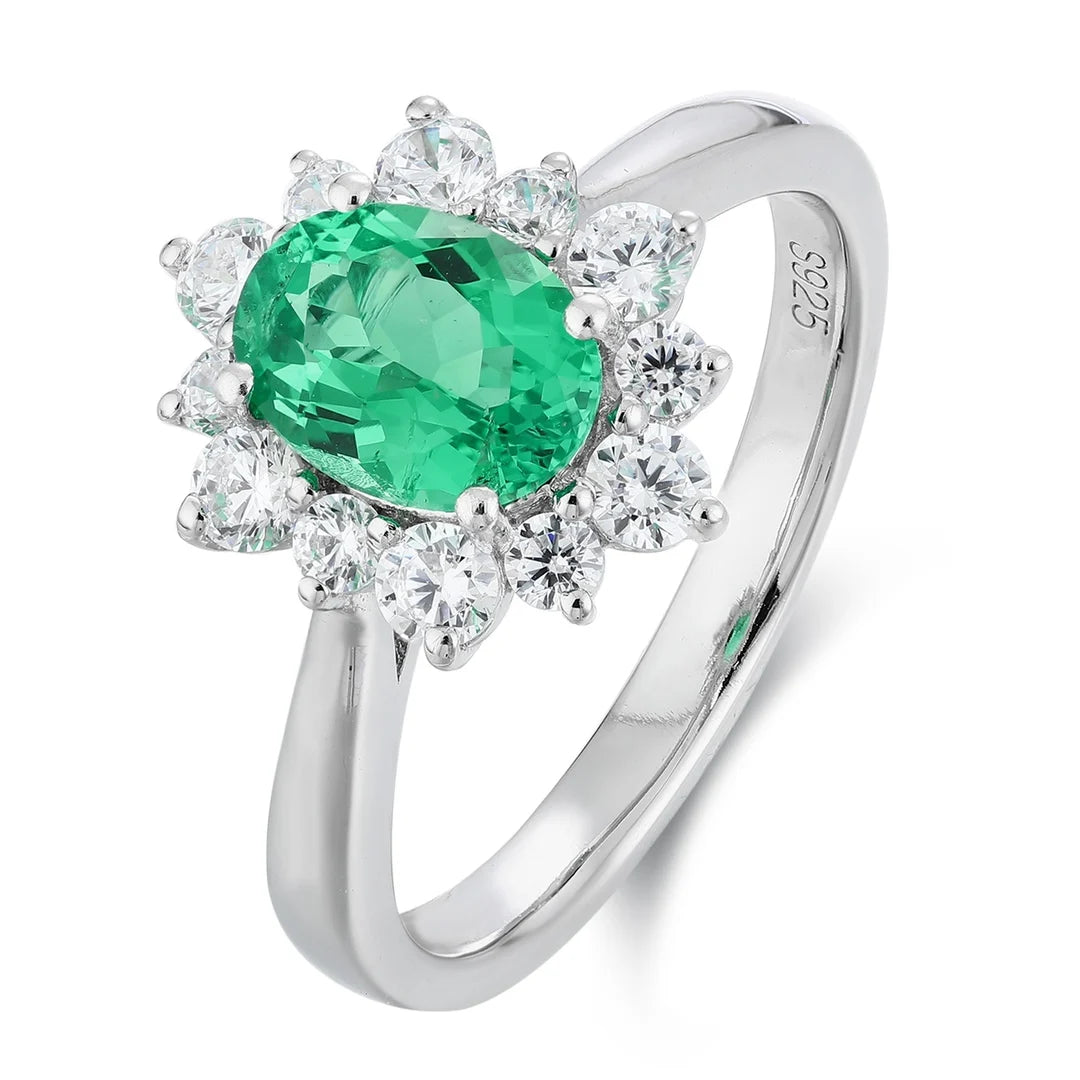 Gemfiori Top-quality Lab Grown Emerald Diamond Platinum Ring for Wedding Party the Best Choice Exquisite and Luxurious Ring