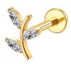 S&S ASTM F136 Titanium Labret Stud | Zircon | 83 Designs | Titanium & Gold