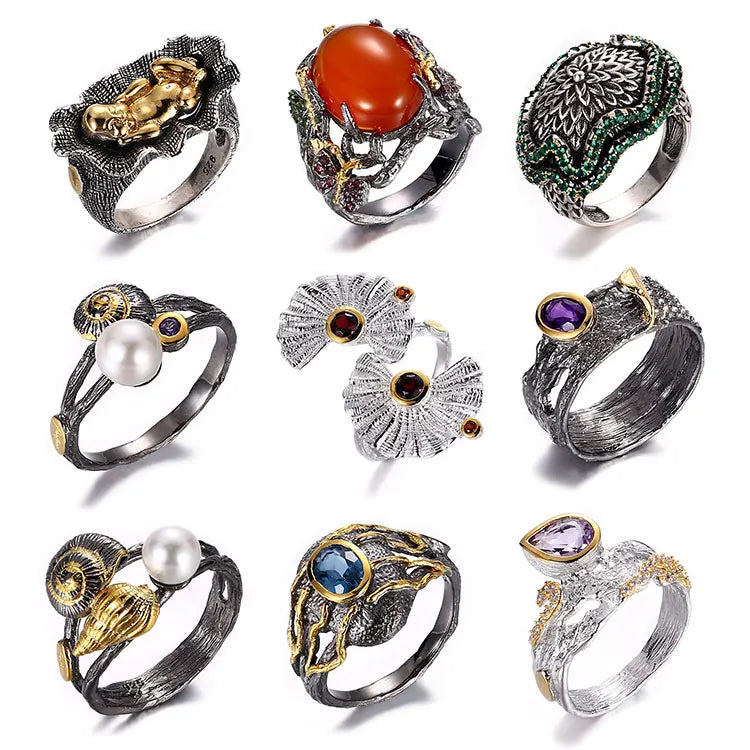 Flower Simple Cute 925 Sterling Silver Gold Plated Ring Without Stone
