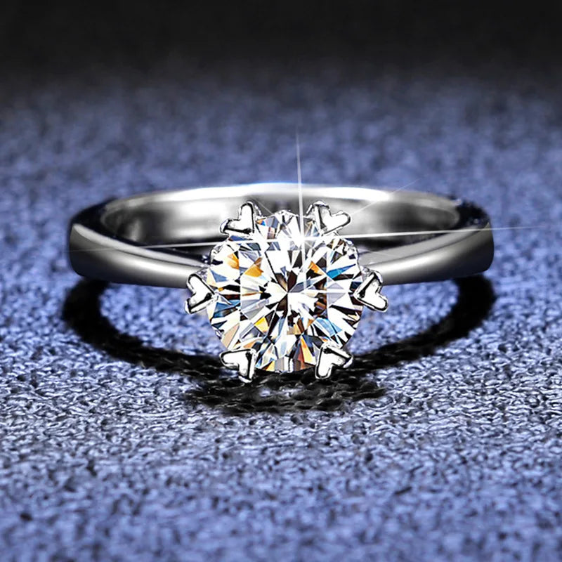 ArtistA Fine Jewelry Sets Zircon Platinum 925 Sterling Silver Heart Snowflakes Real VVS Moissanite Ring Earring Necklace Set for Women