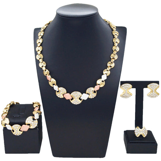 Zhuerrui High Quality Luxury Gold Jewelry Sets Multi Color Beads Necklace Jewelry Set Latest Bridal Wedding Gifts HA23244