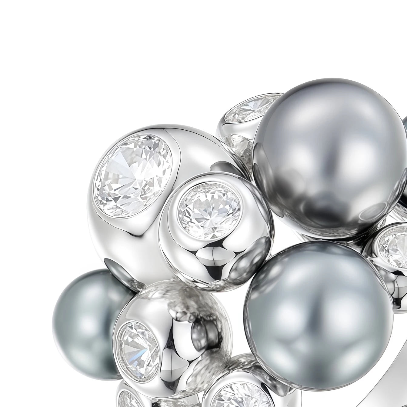 MUSHAN Jewelry Factory Female 925 Sterling Silver Ring High Carbon Diamonds and Pearls Fine Rings for Women Anniversary Jewelry