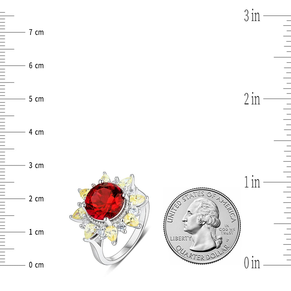 925 Sterling Silver Engagement Round ShapedRed Ruby Gemstones Jewelry Sets Pendant Earring Wedding Two Piece Women Jewelry Sets