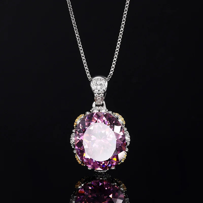Gemfiori French Zircon Round Pendant Ring with a Light Luxury and High-end Feel Adjustable Ring Court Style Gentle and Fashionable Set
