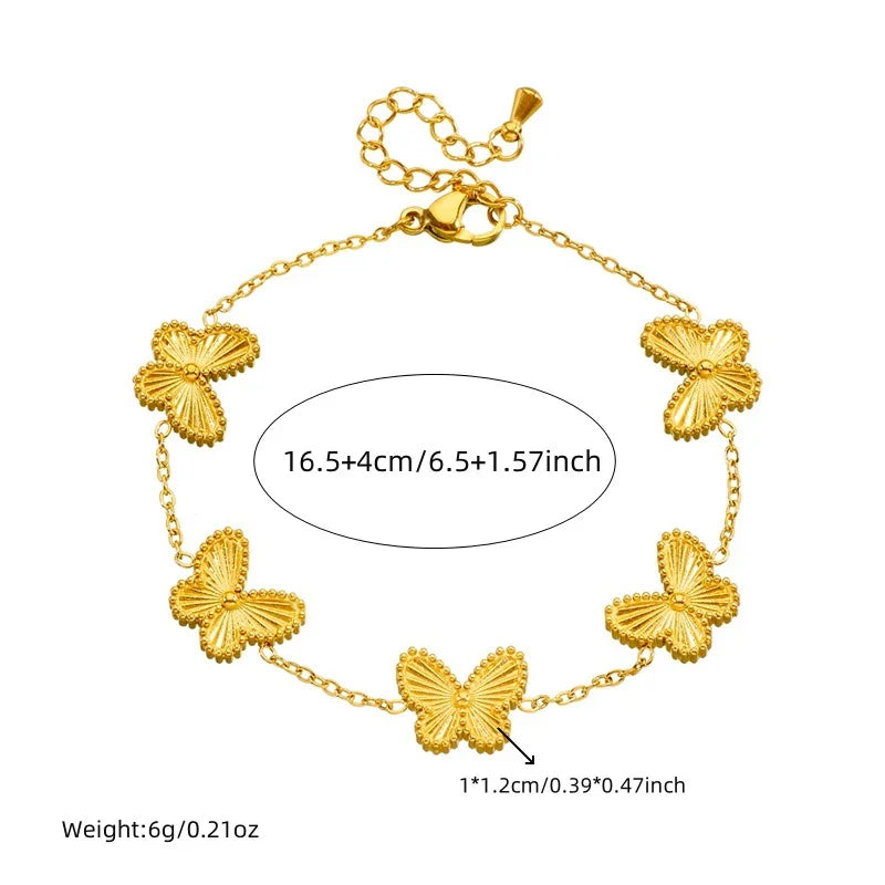 Gold Butterfly Necklace, Earrings & Bracelet Jewellery Set | Luxury Fashion Set