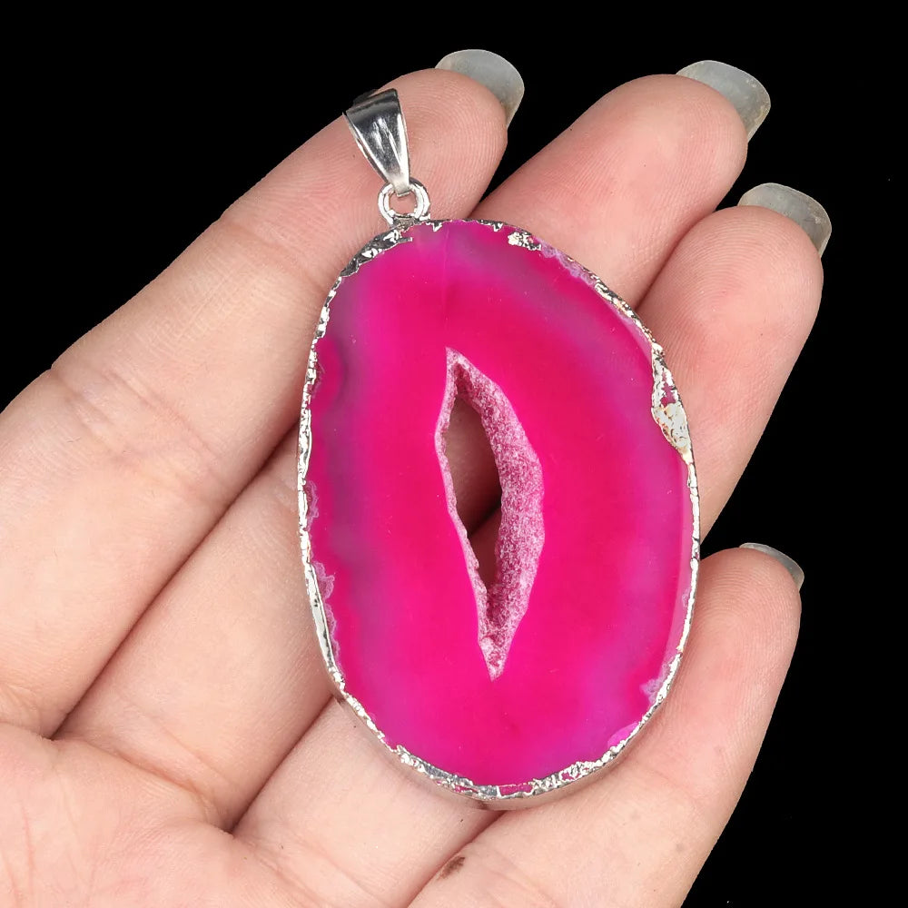 XOTICA Natural Stones Agate Crystal Pendant Gold Plated Gemstone Druzy Necklace Pendants for Women Fashion Jewelry