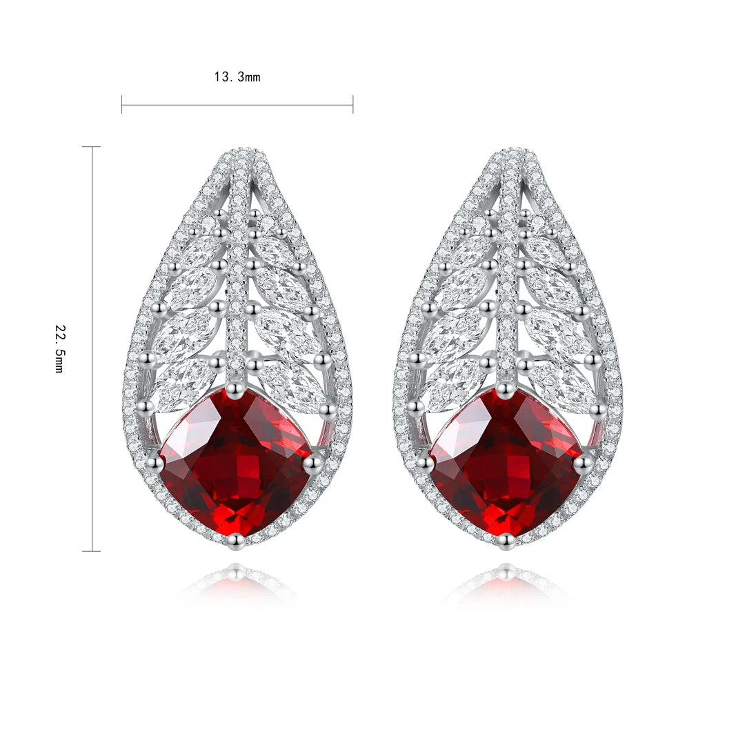 Gemfiori Anster High Quality S925 Lab Grown Ruby Earring Stud Dainty Gemstone Stud Earrings for Women Daily Wear Gift