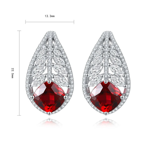 Gemfiori Anster High Quality S925 Lab Grown Ruby Earring Stud Dainty Gemstone Stud Earrings for Women Daily Wear Gift