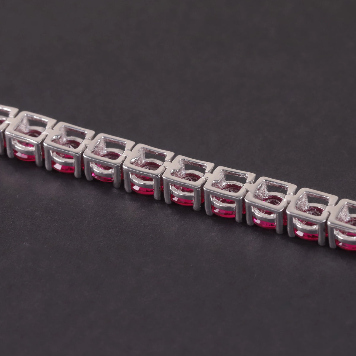 ArtistA Fashion Hiphop Jewelry 925 Sterling Silver Custom 3MM 4MM 5MM Pinkish Red Gemstone Lab Grown Ruby Tennis Bracelet