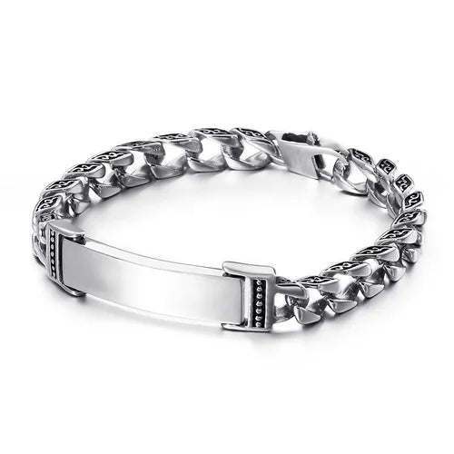 VIKING Mens Retro Skull Charm Bracelet – Silver Stainless Steel