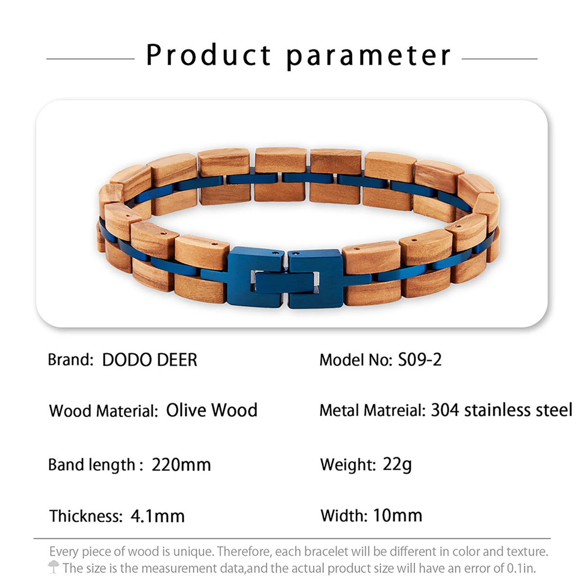 REBEL Classic Gift Jewelry Adjustable Wood Bracelet Black Blue Plated Stainless Steel Custom for Men and Women