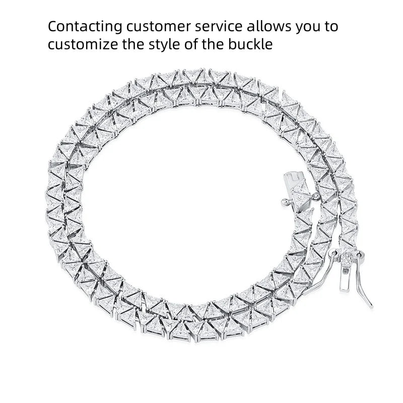 Luxury Bling Jewelry Triangular Zircon Choker Necklace Men Women's Hip Hop Tennis Zirconia CZ Diamond Geometric Chains Trendy