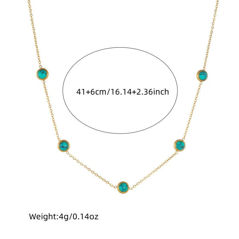 Gold Turquoise Chain Necklace, Earrings & Bracelet Jewellery Set | Boho Luxury Fashion Set