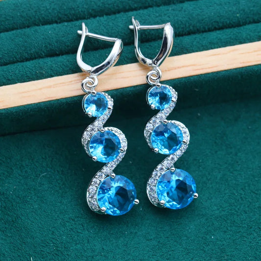 925 Sterling Silver Ladies Wedding Accessories Custom Crystal Drop Earrings with Zircon Wholesale Jewelry for Women Perfect Gift
