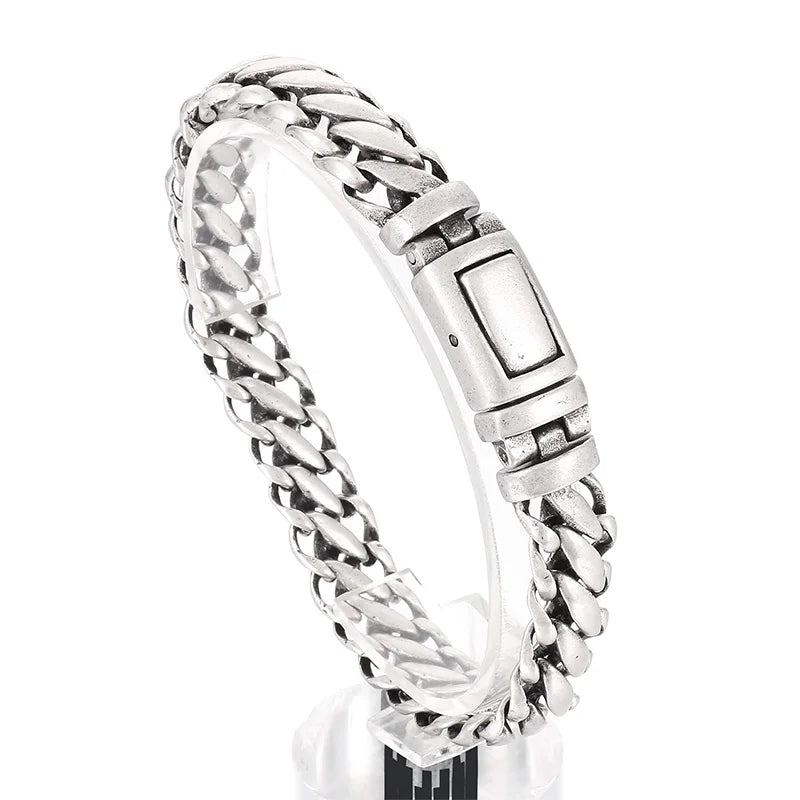 REBEL 220mm Casual Matte Surface Stainless Steel Links Bracelets for Man