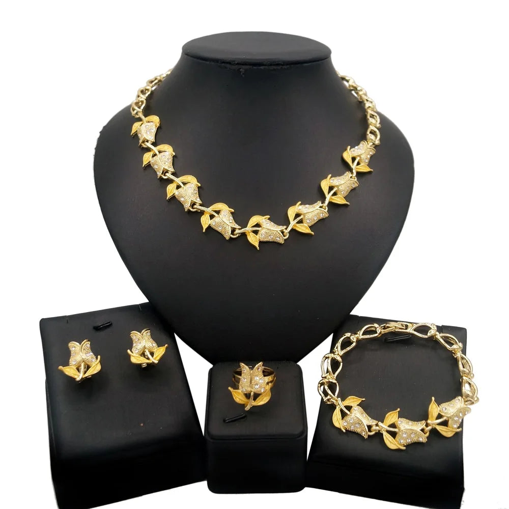 Zhuerrui Women Wedding Party Nigerian Jewellery Sets Bridal Luxury Jewelry Set Italian Silver Color Jewelry Sets  HA0040