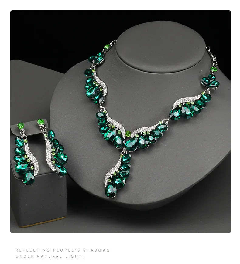 Multi-Colour Crystal Gemstone Drop Jewellery Set