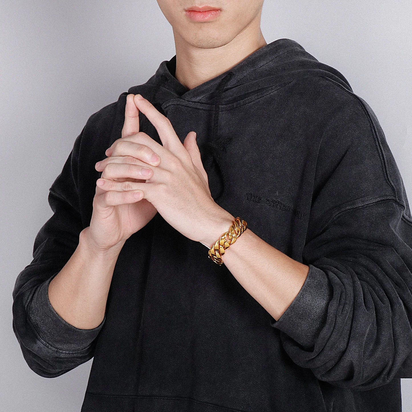 KALEN Charm Stainless Steel Fashion Gold Plated Shiny Male Bracelet