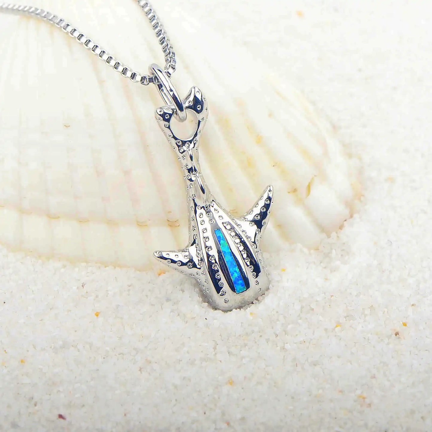 Hawaii Ocean Christian Copper Opal Pendant for Women Ocean Style Whale Sweater Chain Necklace Minimalist Opal Jewelry