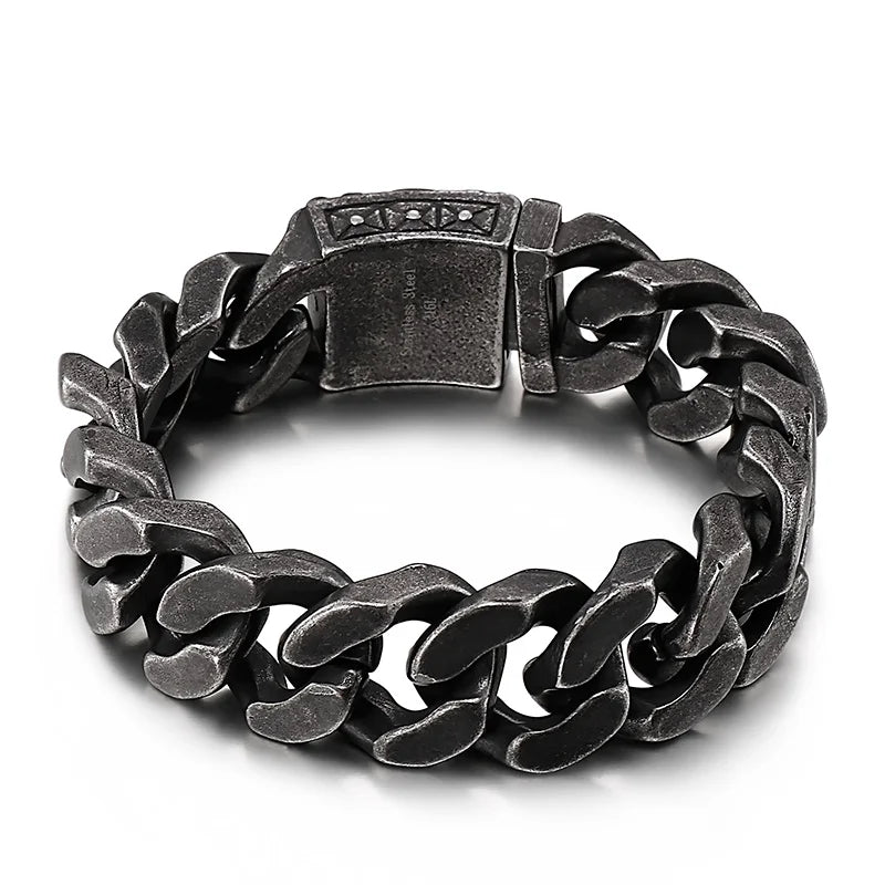 KALEN Stainless Steel Punk Skull Charm Hand Chain Bracelet Links Bangle