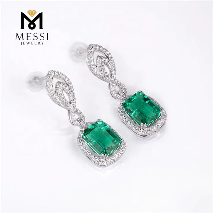 Gemfiori Messi Jewelry Vintage 14k 18k Gold Jewelry Earring Women Earring Long Pendant Emerald Drop Earings