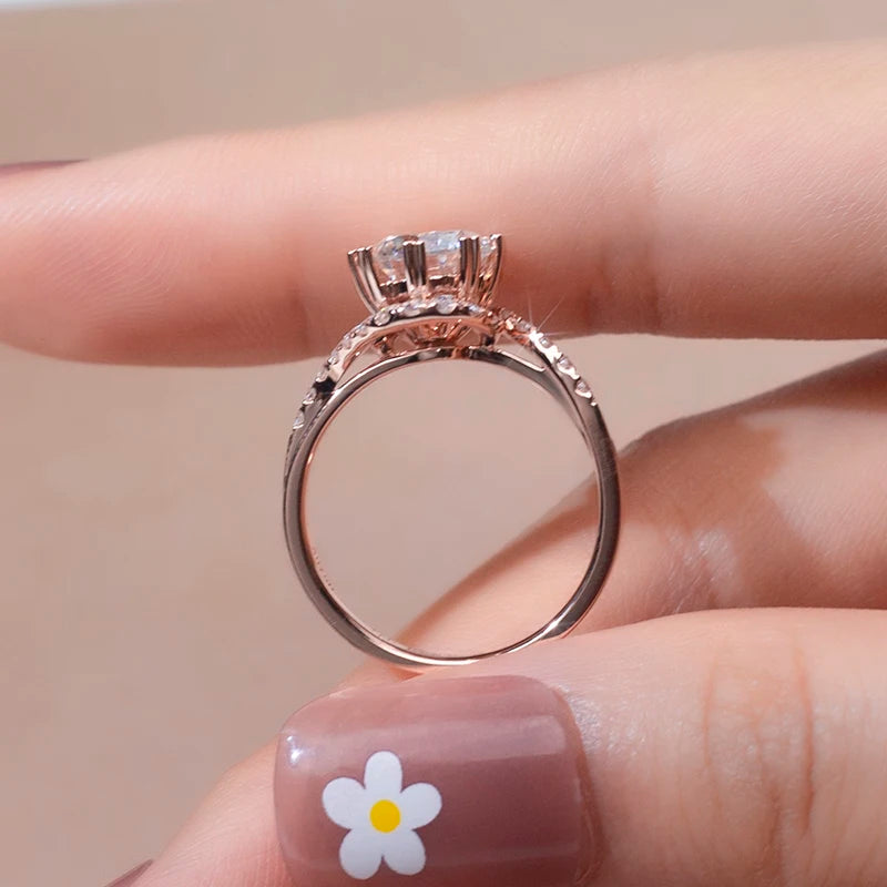 Gemfiori MSR-787 Custom Ring Jewelry 2.5ct D VVS2 Engagement Ring 18k Rose Gold Round Cut Luxury Lab Grown Diamond Ring