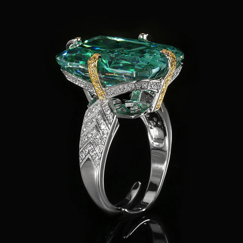 REDheart Brass Inlaid Zircon Plated Two-Color Opening Movable Ring Redean Chepara Flower Design Trendy Women's Brilliant Cut Diamond Set