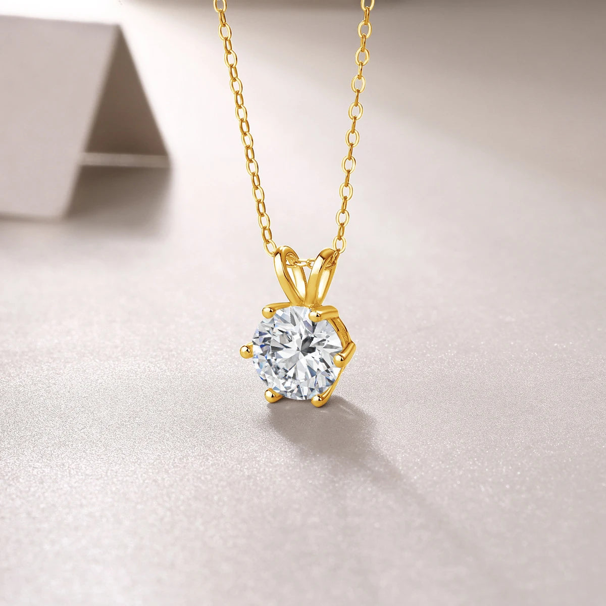 Gioiellieri Fine Jewelry Custom Woman Engagement Wedding Classic 6 Prongs Cdena De Oro 14k Gold Hollow 1ct 2ct 3ct Moissanite Pendant