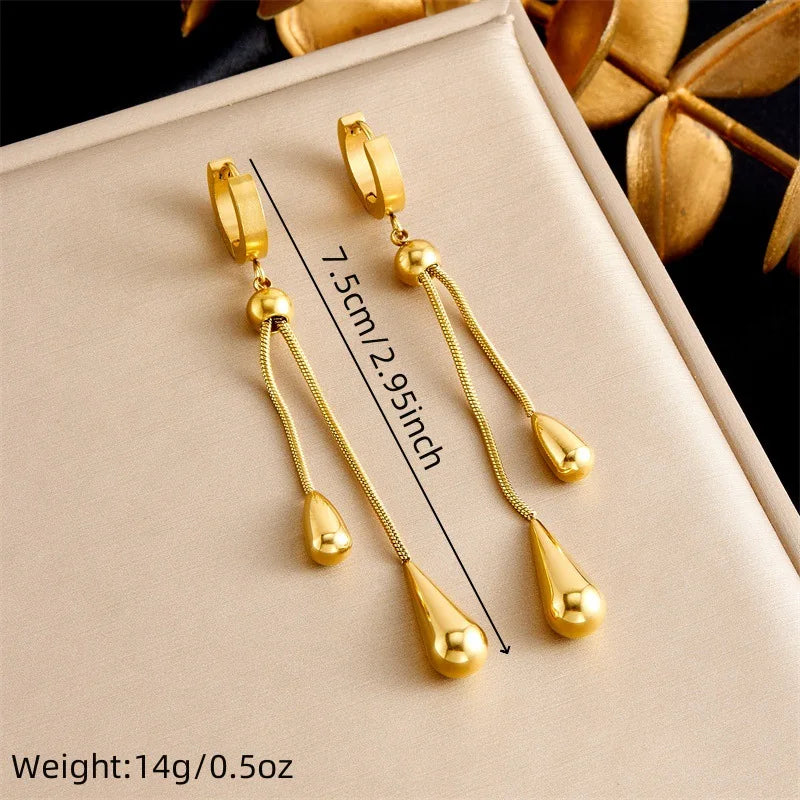 Gold Tassel Teardrop Necklace & Earrings Jewellery Set | Boho Glamour Fashion Set