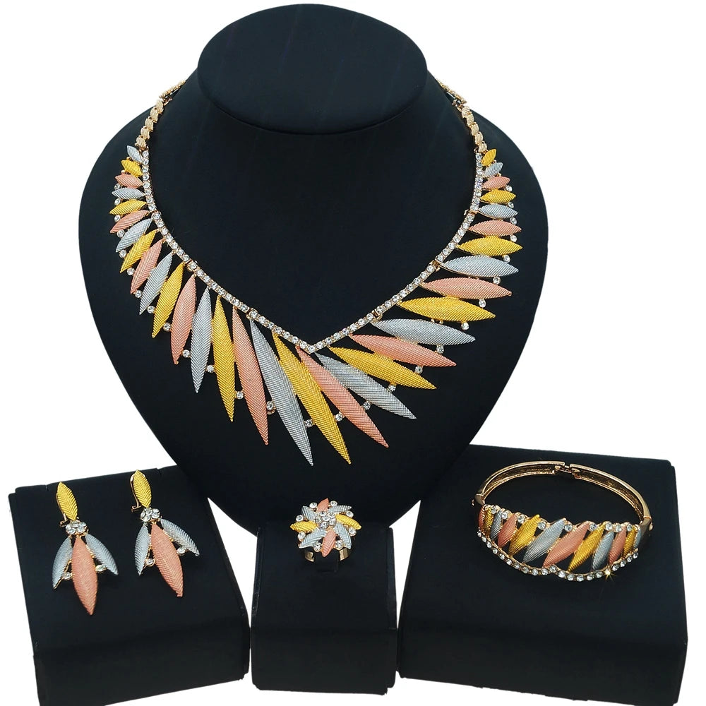 Zhuerrui Brazil Gold Designer Wedding Jewellery Set Nigerian 18k Gold Plated Jewelry Set Fashion Necklaces Jewelry Sets