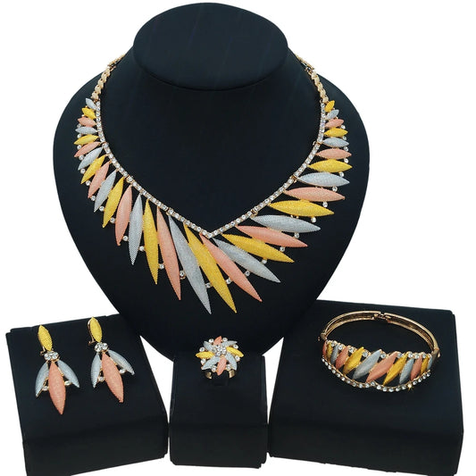 Zhuerrui Brazil Gold Designer Wedding Jewellery Set Nigerian 18k Gold Plated Jewelry Set Fashion Necklaces Jewelry Sets