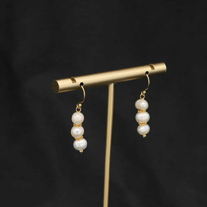 New Jewelry Yiwu Wholesale Gold Plated Natural Pearl Earings Jewelry Women Korean Wholesale Bulk 18K Gold Plated Jewelry