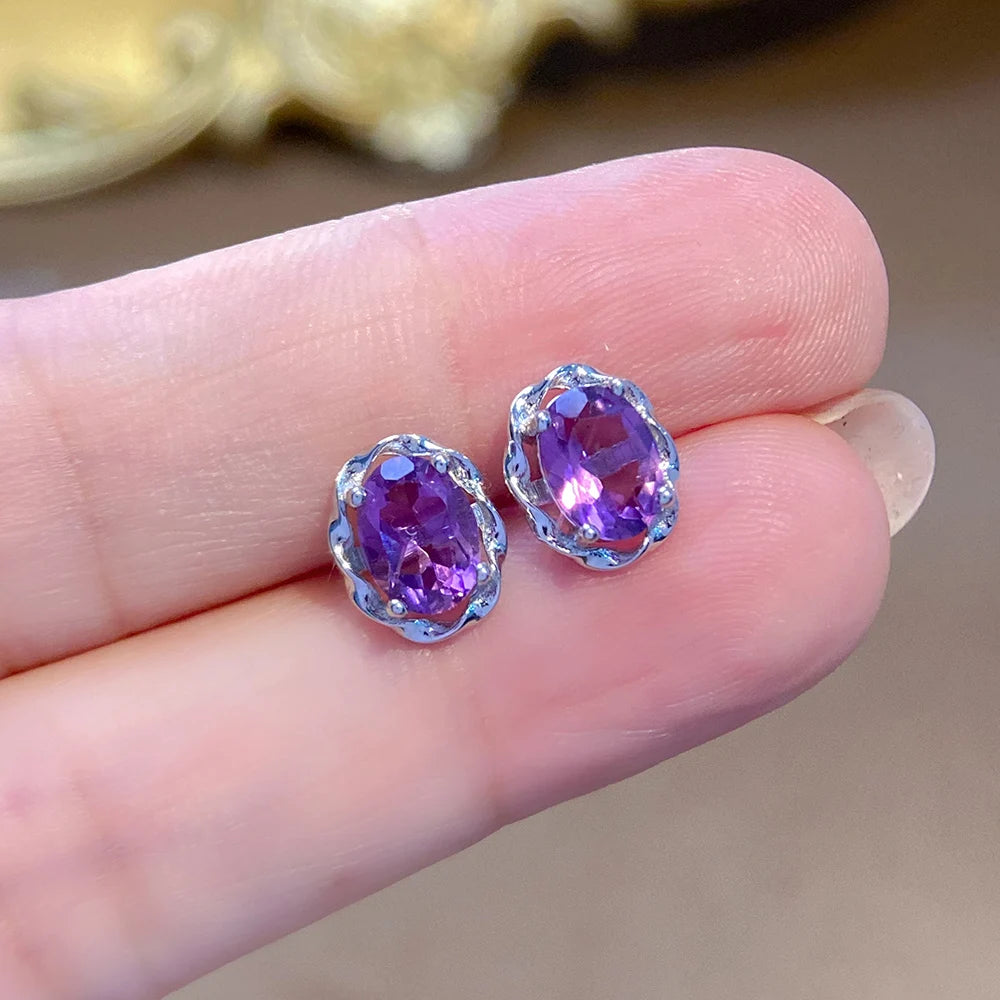 Gioiellieri Genuine Natural Garnet Amethyst Citrine Peridot Topaz Earrings Rhodium Plated 925 Sterling Silver