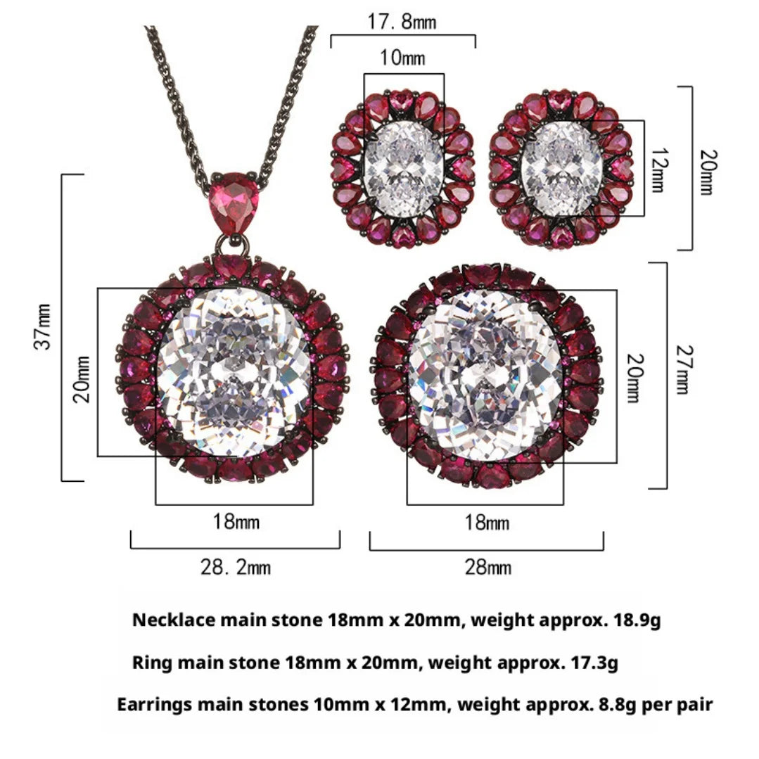 S&S Black Gold White Zircon Geometric Jewellery Set – Collection