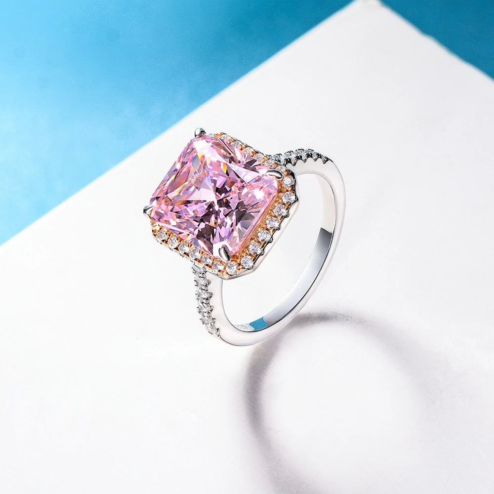 MUSHAN Jewelry Factory 6 Carat Rectangular 10*11 High Carbon Diamond S925 Silver Ring From Europe and America
