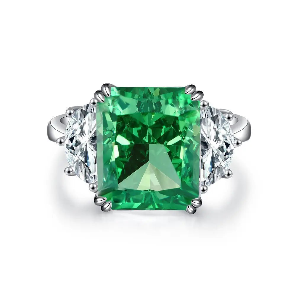 Elegant Women 925 Sterling Silver Emerald 5A 8A Cubic Zirconia Ring Promise Wedding Rings Custom Jewelry Manufacturing OEM/ODM