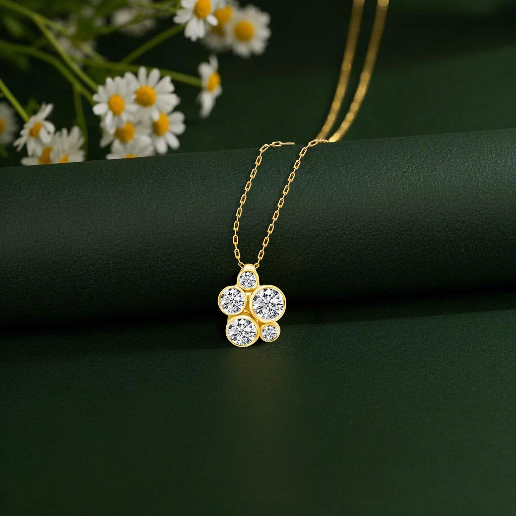 Gioiellieri Fine Jewelry Woman Birthday Engagement Gift 14K Gold Hollow Moissanite Irregular Personalized Flower Pendant